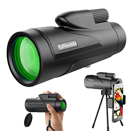 YaNovate 12X50 Monocular Telescope, High Definition Monocular for Adults Kids with Smartphone Holder & Tripod, Scope Compact Waterproof, FMC BAK4 Prism for Hunting Wildlife Bird Watching