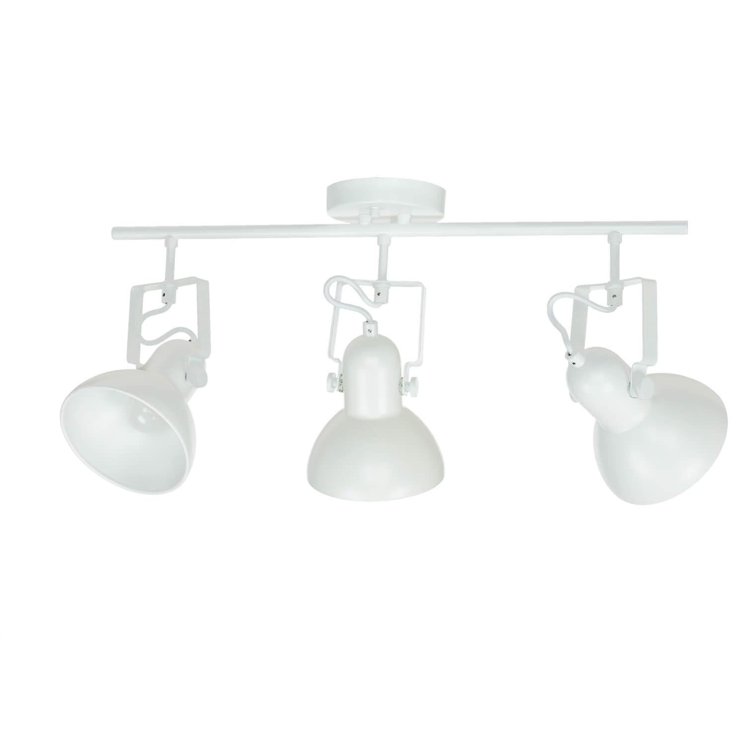 Spot sur rails à 3 lumières en métal au design rétro blanc L:56cm réglable 3xE14 idéal pour le salon et le couloir