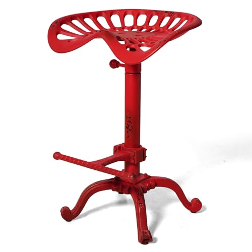 LOKKHAN Rustic Industrial Bar Stool - Cast Iron Tractor Seat - Adjustable Counter Height Swivel Breakfast Bar - Farmhouse Metal - 19.7-26.8 Inch Seat Height by LOKKHAN - Used condition - Image 2