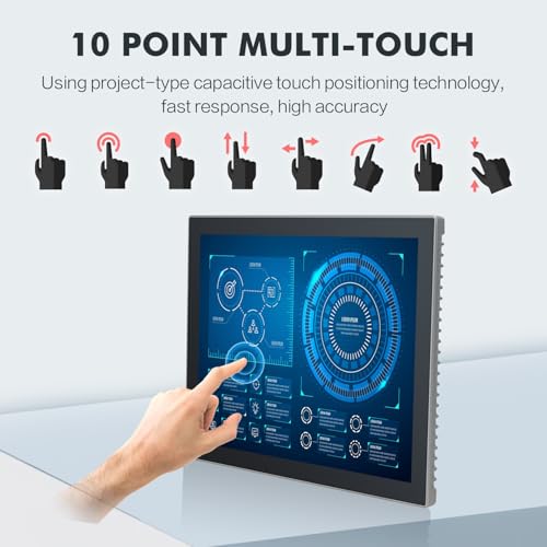 Image of 17 inch Industrial Touch Panel PC, Ratio 4:3 Multi-Touchscreen-Monitor,Wall Mounted Touch Screen Panel Computer,WiFi & Built-in Speakers,IP65 Front,Win 10 I3 RAM 4G+128G SSD