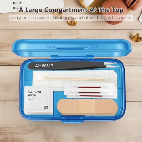 Image of FYY Travel Pill Organizer, Large Weekly Medicine Pill Organizer-Navy