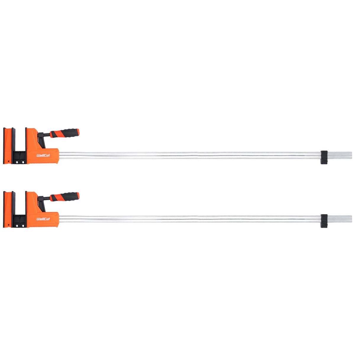 Wellcut Orange Bar Clamps 1200Mm X 95Mm, Parallel Jaw Clamp, Quick Release Professional Woodworking F Clamps With 600Kg Clamping Force Heavy Duty Super Strong Fully Adjustable (Pack Of 2)