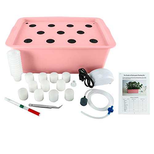 HYDDNice 11 Holes Hydroponic Grower Kit DIY Self Watering Plant Hydroponics Tools Indoor DWC Hydroponic System Hydroponic Bucket Kit - 3 Color for Choice (Red)