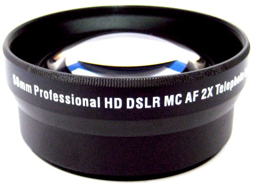 Zeikos ZE-2X58B 58mm 2X TelePhoto high definition lens, includes lens pouch and cap covers (Life Time Warranty)