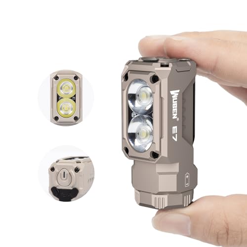 WUBEN E7 1800 Lumen Rechargeable Mini Flashlight with Magnet - Super Bright 6 Modes EDC Flashlight, Typ-C Rechargeable LED; IP68 Pocket Flashlight for Headlamp Use, Rescue, Camping