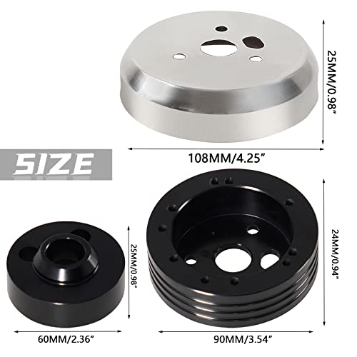 Image of 5 & 6 Hole Billet Steering Wheel Hub Adapter Black