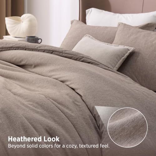 Image of Bedsure Full Comforter Set - Khaki Soft Bedding for All Seasons, Cationic Dyed Bed Set, 3 Pieces, 1 Full Size Comforter (82 inchx86 inch) and 2 Pillow Shams (20 inchx26 inch+2 inch)