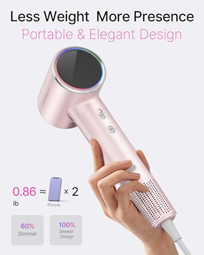 Image of Hair Dryer with Diffuser for Curly Hair, 200M Ionic Blow Dryer | 110,000 RPM blow dryer, magnetic concentrator, 5X fast drying, lightweight & low noise frizz control for home, travel
