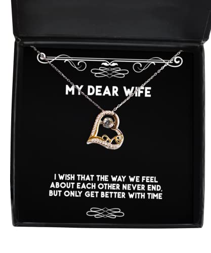 Funny Wife, I Wish That The Way we Feel About Each Other Never end, but only get, Nice Christmas Love Dancing Necklace for Wife