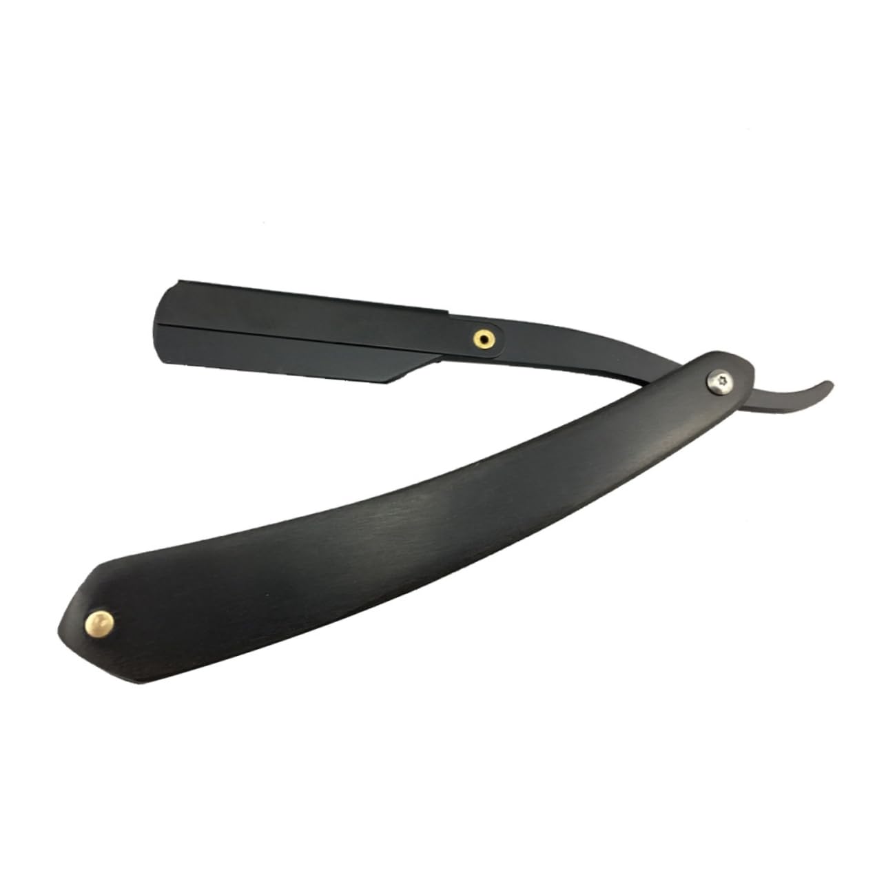 Baluue Chic Black Wooden Handle Barber Razor Straight Steel Shaver Men's Manual Razor Safe for Beard Sideburns