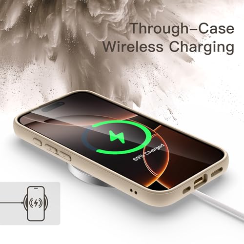 JETech Case for iPhone 16 Pro Max 6.9-Inch, Shockproof Phone Bumper Cover, Solid Color Matte TPU Frame, Anti-Scratch Clear Back (Desert Titanium)