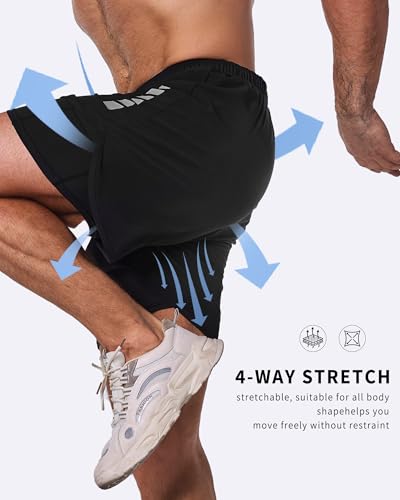 JZCreater Mens Shorts, 2-in-1 Athletic Workout Running Shorts with Liner, 2 Inner Pocket, Quick Dry Gym Shorts for Men4