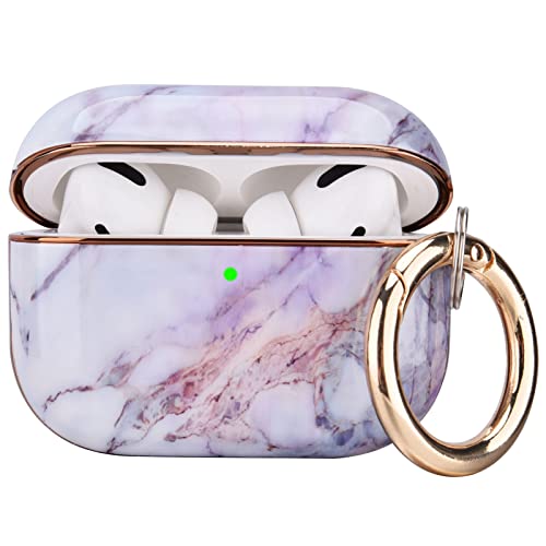 OLEBAND Airpods Pro 2 Case 2022 with Cute Pattern,Hard Flexible Protective and Anti-Slip Cover for Apple Air pod Pro 2nd Generation Case,iPods pro 2 case for Women and Girls,Purple Marble
