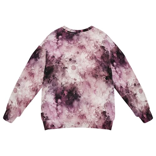 JUNZAN Watercolor Abstract Splash-ink Purple Big Girls Hoodie Sweatshirt Crewneck Outerwear for Kids Athletic 4T2