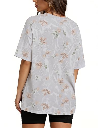 Image of Womens Camo Shirt Oversized Maple Leaf Short Sleeve T Shirts Tops | Loose Fit,White Camo T-Shirt,Crew Neck,Half Sleeve,Everyday Outfits,Gym,Workout,Home,Work,Hiking,2026 Basic Tee