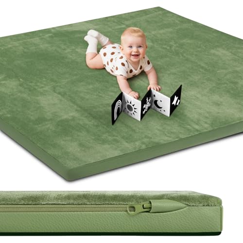 Baby Play Mat, Leather & Velvet Mat, Double-Sided/Reversible, 50x50 Playpen, 1.3