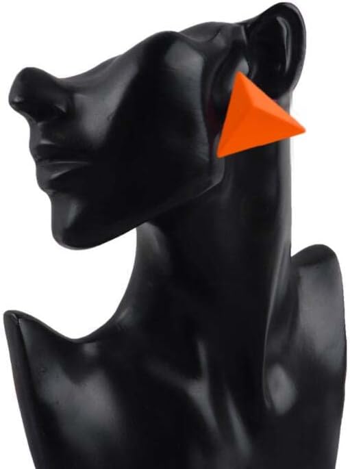 90's 80's Neon Stud Earrings for Women Round Orange Resin Retro Earrings 2 Pairs - Image 6