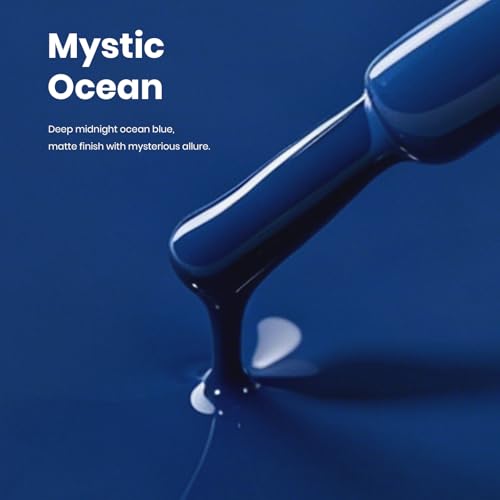 Image of Beetles Dark Blue Gel Nail Polish 15ml HEMA-Free Navy Blue Soak Off UV | Mystic Ocean is a 15ml deep blue gel color for holiday nail art and salon-style DIY manicures; cure with UV /LED light.