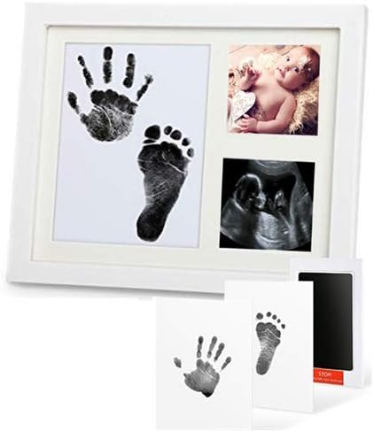 Kit de marco de huellas y huellas de bebé, recuerdo de recién nacido, soporte de escritorio para ducha, almohadilla de tinta segura, perfecto para