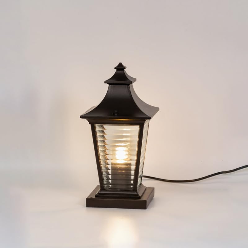 Whispering Homes | Bungalow Brown Outdoor Gate Light | Contemporary Pillar Mount Lamp with Chrome Finish & Clear Glass | Outdoor Lighting for Garden Entrance, Driveway & Pathway Posts-image-15