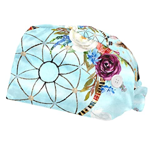 Couvre-chef unisexe attrape-rêves bonnet de travail réglable pour cheveux longs (lot de 2)