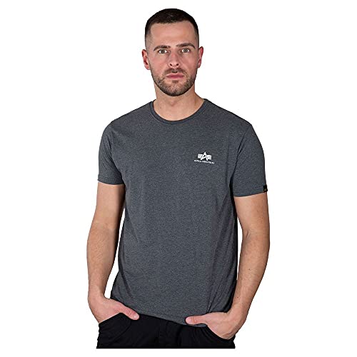 Alpha Industries Basic T Small Logo T-Shirt für Herren Charcoal Heather/White – Ansicht 1