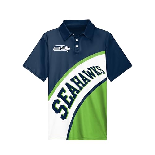 FOCO NFL Seattle Seahawks Exclusive Action Curved Polyester Polo - Mens Medium Multi