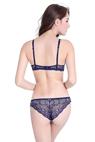 Image of Spiaty Women's Floral Lace Lingerie Set, Underwired Bra and Panty Set