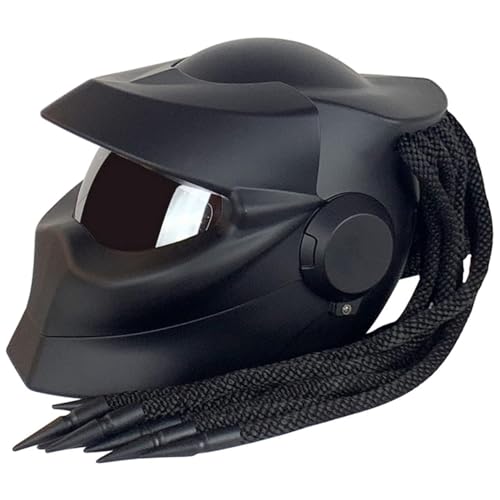 Casque Intégral Moto Predator Casque à Pare-Soleil Rabattable à l'avant Tresses Voyants D'avertissement Approuvé par Le ECE Personnalisation des Casques Moto Hommes...