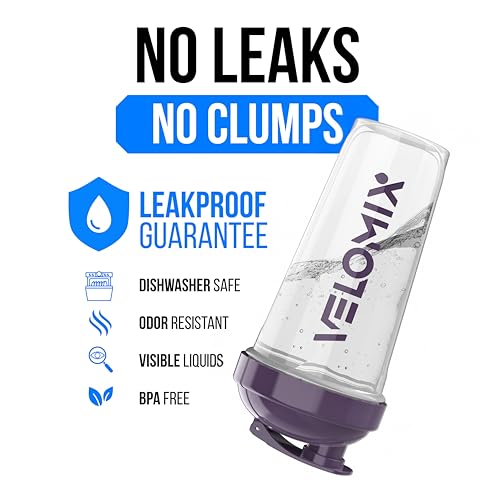 Image of VELOMIX 6 Pack 28 oz Protein Shaker Bottle for Mixes - 6 Wire Whisk Balls | Leak Proof Cups for Supplements | BPA-Free Gym & Fitness (Muted Clarity)