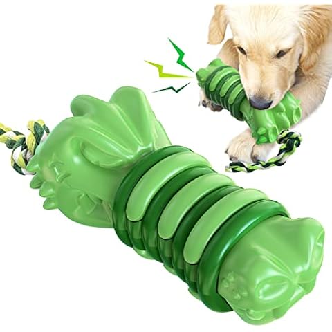 CAROZEN Tough Dog Toys for Aggressive Chewers, Indestructible Dog Toys for Medium and Large Dogs, Non-Toxic Interactive Dog Toys Made of Natural Rubber, Squeaky Dog Toys Fun Giggle Sounds When Shaken Cover