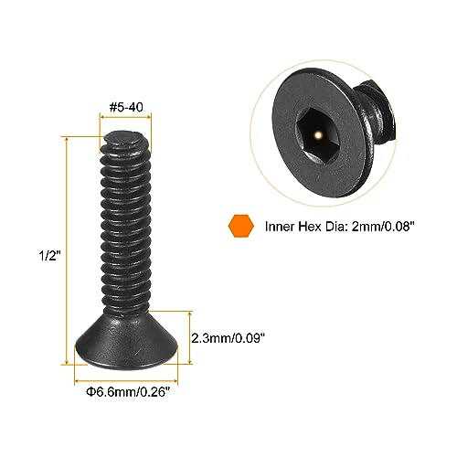 uxcell #5-40x1/2" Flat Head Socket Cap Screws - Image 2