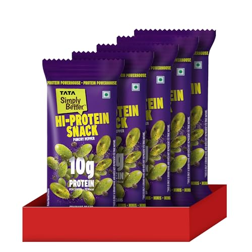 Image of Tata Simply Better Punchy Pepper Flavoured Edamame Beans, Pack of 5, Hi-Protein Snack (28g Each)