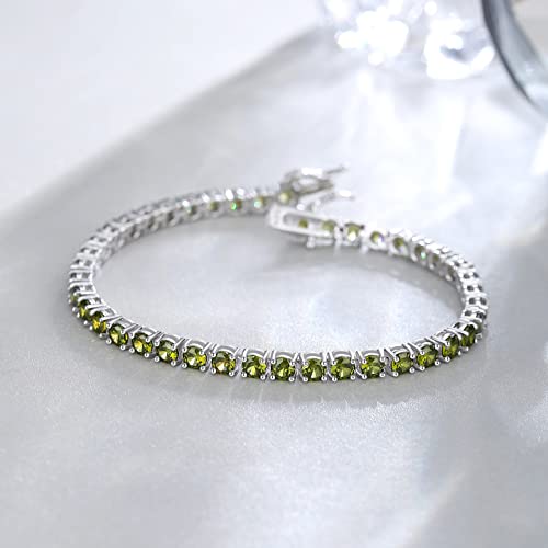 FANCIME Birthstone Tennis Bracelet, 14K Gold Plated Tennis Bracelets for Women, Fine Jewellery Wedding Bridal Prom Birthday Gift for Her Women Girls, Length 7.5 Inch, Width 4mm - Image 3