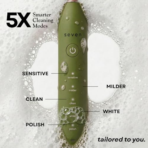 Image of Seven Oral Care SuperBrush Pro Electric Toothbrush for Adults | Rechargeable Toothbrush with Advanced Cleaning Technology | Soft Bristles | Gentle on Gums | Ergonomic Lightweight Design | Daily Oral Care (Olive Green)