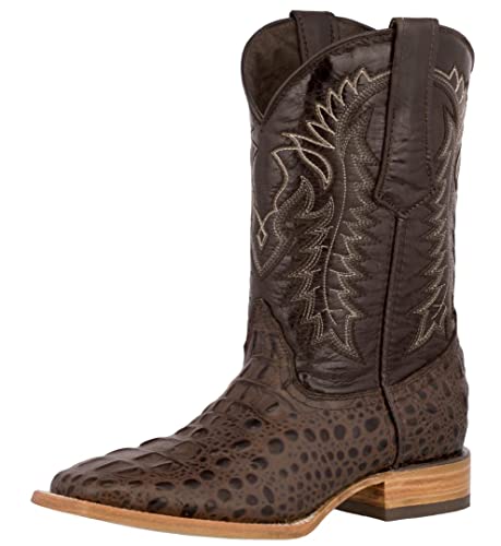 Texas Legacy Mens Brown Western Cowboy Boots Leather Square Toe Crocodile Print