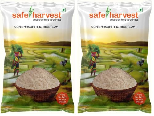 Image of Safe Harvest Pesticide Free Sona Masuri Raw Rice 12 Months 5kg (Pack of 2)
