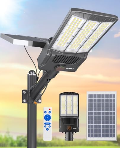 JAYNLT Y-11000W Solar Street Lights Outdoor,6500K Bright Parking Lot Lights Commercial,Split Flood Lights Solar Powered with Motion Sensor, Waterproof Solar Security Lamp for Garage,Stadium
