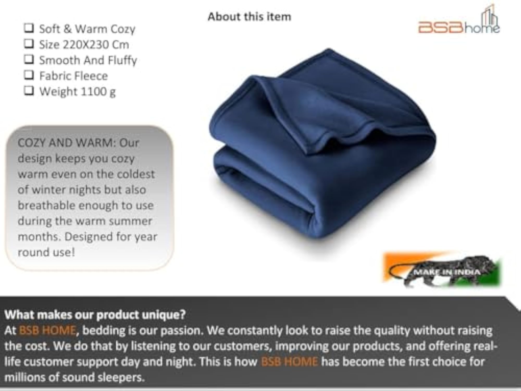 Lightweight Polar Fleece Blanket for Double Bed