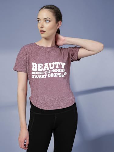 Image of CHKOKKO Womens Stylish Activewear Quick Dry Lightweight Breathable Printed Round Neck Half Sleeve Regular Fit Gym T Shirt for Sports Yoga and Training