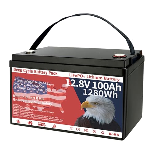 Image of 12V 100Ah LiFePO4 Lithium Battery, Group 31 Lithium Iron Phosphate with Built-in BMS, 15000+ Deep Cycles & 10-Year Lifespan, 1280Wh Low Temp Protection for Solar System, Trolling Motors, RV, Home