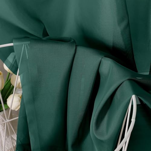 Image of Chyhomenyc Hunter Green Sheer Curtains 84 inches Long 2 Panels, Light Filtering Emerald Voile Christmas Sheer Window Curtain Drapes for Living Room Bedroom, 1 Pair, Each 42W x 84L