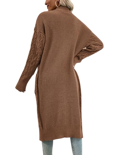 Image of Onedreamer Womens Long Cardigan Sweaters Open Front Cable Knit with Pockets