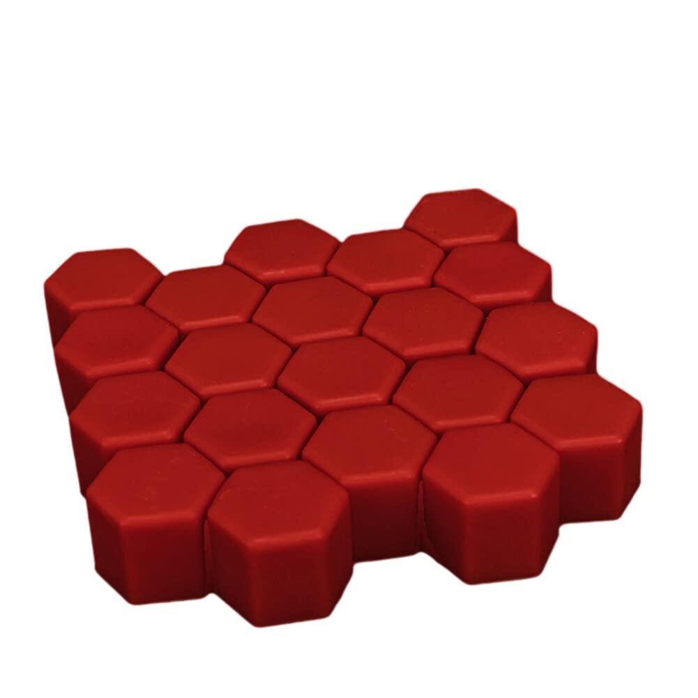 20 Pack Lug Nut Cover | Flexible Fit Wheel Lug Nut Cap | Fits 21 mm | Deluxe Extractor Car Hex Hexagonal Tire Covers Tyre Screw Cap Silicone Bolt Nut Cap (Red)