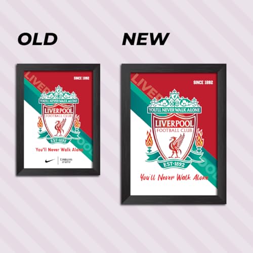 Image of TenorArts Liverpool Football Club Poster Logo Tagline Laminated Photo Frame Painting with Matt Finish Black Textures(12 inches x 9inches)