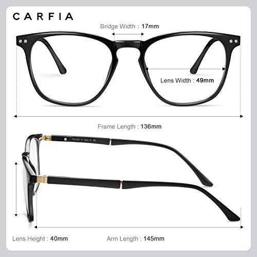 Image of CARFIA Blue Light Blocking Glasses - Anti-Fatigue Computer Gaming Glasses Prevent Headaches Lightweight Eyeglasses Frame