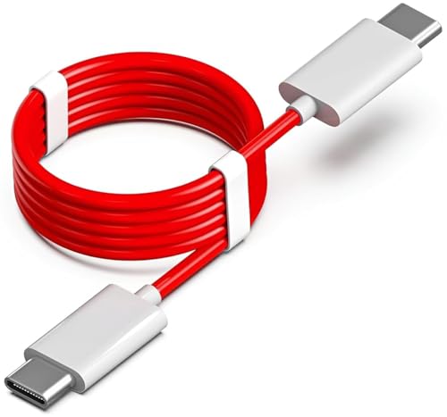 Image of Oneplus Original Type C to C Cable 65W Dash /Warp /SuperVooc Charging Data Cord [10V /6.5A] Compatible with OnePlus 12 /12R /11 /11R 5G /10R /10T /9 /9R /9 Pro /9RT /8T /Nord Series, USB C Charger Adapter Cord, Red