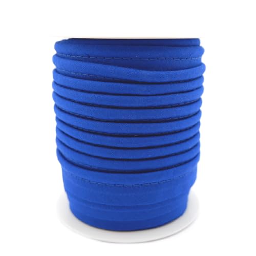 TEXTEX = Vivo al Bies para Proyectos de Costura, Decoración y Manualidades. Composición 50% Algodón y 50% Poliéster. Ancho Total 15mm, Cordón 5mm y Solapa 10mm. Carrete 10 Metros - (Azul Eléctrico)