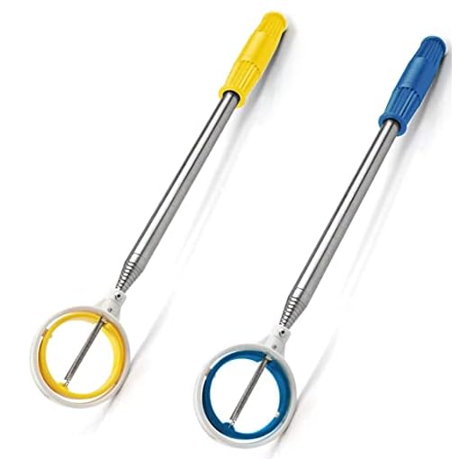 MAZEL Telescopic Golf Ball Retriever for Water,Golf Ball Pick Up with Automatic Locking Scoop,Retractable Longest Length 79inch | Ball Retriever Grabber Claw Sucker Tool (Yellow+Blue)