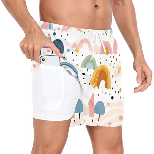 xigua Cute Cartoon Rainbows Mens Swim Trunks with Liner, 5 inch Quick Dry Mens Boardshorts for Beach2